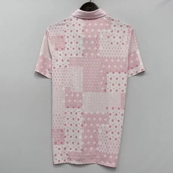 G/Fore NEW WITH TAGS Men's Size Medium Boro Patch Tech Golf S/S Polo Pink Floral - Picture 6 of 9